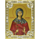 Икона освященная "Марина Великомученица", дерево, серебро 925 пробы, 18x24 см, со стразами