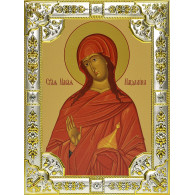 Икона освященная "Мария Магдалина равноапостольная, мироносица", дерево, серебро 925 пробы, 18x24 см, со стразами фото