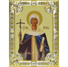 Икона освященная "Нина равноапостольская", дерево, серебро 925 пробы, 18x24 см, со стразами