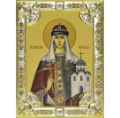 Икона освященная "Ольга равноапостольная великая княгиня", дерево, серебро 925, 18x24 см, со стразами