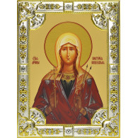 Икона освященная "Виктория Кордубская", дерево, серебро 925 пробы, 18x24 см фото
