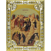 Икона освященная "Рождество Христово", дерево, серебро 925 пробы, 18x24 см, со стразами фото