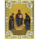 Икона освященная "Спас на Престоле (Деисус)", дерево, серебро 925 пробы, 18x24 см, со стразами