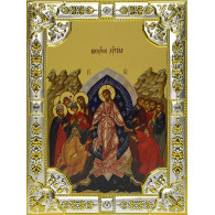 Икона освященная "Воскресение Христово" из серебра 925 пробы, 18x24 см, со стразами фото