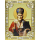 Икона освященная "Николай Чудотворец", дерево, серебро 925 пробы, 18x24 см, со стразами