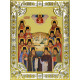 Икона освященная "Оптинские старцы", дерево, серебро 925 пробы, 18x24 см, со стразами