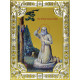 Икона освященная "Серафим Саровский преподобный чудотворец", дерево, серебро 925 пробы, 18x24 см, со стразами