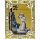 Икона освященная "Серафим Саровский преподобный чудотворец", дерево, серебро 925 пробы, 18x24 см, со стразами