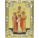 Икона освященная "Вера, Надежда, Любовь и мать их София", дерево, серебро 925 пробы, 18x24 см, со стразами