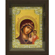Икона освященная "Казанская икона Божией Матери", дерево, серебро 925 пробы, 18x24 см, со стразами, в деревянном киоте 24х30 см