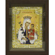 Икона освященная "Неувядаемый Цвет икона БМ" из серебра 925 пробы, 18x24 см, со стразами, в деревянном киоте 24x30 см