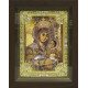 Икона освященная "Божья Матерь Вифлеемская", дерево, серебро 925 пробы, стразы, 18x24 см, в деревянном киоте 24х30 см