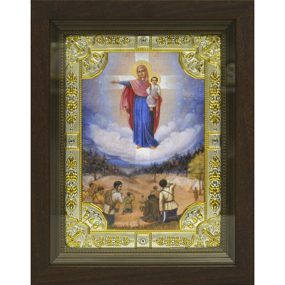 Августовская икона Божией Матери (Явление Богородицы русскому воинству) из серебра 925 пробы, 24 х 30 см фото