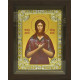 Икона освященная "Алексей Человек Божий", дерево, серебро 925, 18x24 см, со стразами, в деревянном киоте 24x30 см