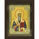Икона освященная "Алексей Московский", дерево, серебро 925 пробы, 18x24 см, со стразами, в деревянном киоте 24x30 см