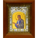 Икона освященная "Андрей Первозванный", дерево, серебро 925 пробы, 14x18 см, в деревянном киоте 20х24 см