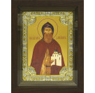 Икона освященная "Даниил Московский", дерево, серебро 925 пробы, 18x24 см, со стразами, в деревянном киоте 24x30 см