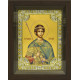 Икона освященная "Димитрий Солунский великомученик", дерево, серебро 925, 18x24 см, со стразами, в деревянном киоте 24x30 см