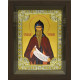 Икона освященная "Максим Исповедник преподобный", дерево, серебро 925 пробы, 18x24 см, со стразами, в деревянном киоте 24x30 см