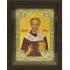 Икона освященная "Николай Чудотворец", дерево, серебро 925 пробы, 18x24 см, со стразами, в деревянном киоте 24x30 см