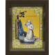 Икона освященная "Серафим Саровский прп. чудотворец" из серебра 925 пробы, 18x24 см, со стразами, в деревянном киоте 24x30 см