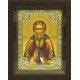 Икона освященная "Сергий Радонежский", дерево, серебро 925, 18x24 см, со стразами, в деревянном киоте 24x30 см