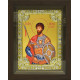 Икона освященная "Виктор Дамасский Святой мученик", дерево, серебро 925, 18x24 см, со стразами, в деревянном киоте 24x30 см