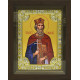 Икона освященная "Владимир равноап. великий князь" из серебра 925 пробы, 18x24 см, со стразами, в деревянном киоте 24x30 см