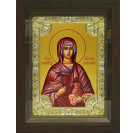 Икона освященная "Анастасия", дерево, серебро 925 пробы, 18x24 см, со стразами, в деревянном киоте 24x30 см