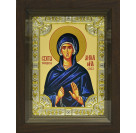 Икона освященная "Ангелина Сербская Блаженная", дерево, серебро 925 пробы, 18x24 см, со стразами, в деревянном киоте 24x30 см