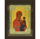 Икона "праведная Анна, мать Пресвятой Богородицы " из серебра 925 пробы, 18x24 см, со стразами, в деревянном киоте 24x30 см