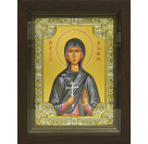 Икона освященная "Антонина Никейская мученица", дерево, серебро 925 пробы, 18x24 см, со стразами, в деревянном киоте 24x30 см