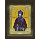 Икона освященная "Аполлинария", дерево, серебро 925 пробы, 18x24 см, со стразами, в деревянном киоте 24x30 см