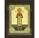 Икона освященная "Аполлинария Тупицына", дерево, серебро 925 пробы, 18x24 см, со стразами, в деревянном киоте 24x30 см