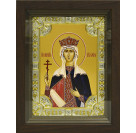 Икона освященная "Елена, равноапостольная царица", дерево, серебро 925 пробы, 18x24 см, со стразами, в деревянном киоте 24x30 см