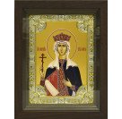 Икона освященная "Елена, равноапостольная царица", дерево, серебро 925 пробы, 18x24 см, со стразами, в деревянном киоте 24x30 см