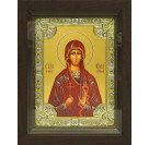 Икона освященная "Ирина Коринфская мученица", дерево, серебро 925 пробы, 18x24 см, со стразами, в деревянном киоте 24x30 см