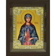 Икона освященная "Иулия (Юлия) мученица", дерево, серебро 925 пробы, 18x24 см, со стразами, в деревянном киоте 24x30 см фото