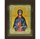 Икона освященная "Иулия (Юлия) мученица", дерево, серебро 925 пробы, 18x24 см, со стразами, в деревянном киоте 24x30 см