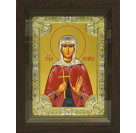 Икона освященная "Кристина (Христина) мученица", дерево, серебро 925 пробы, 18x24 см, со стразами, в деревянном киоте 24x30 см
