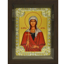Икона освященная "Лариса Готфская", дерево, серебро 925, 18x24 см, со стразами, в деревянном киоте 24x30 см