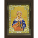 Икона освященная "Лидия мученица", дерево, серебро 925, 18x24 см, со стразами, в деревянном киоте 24x30 см