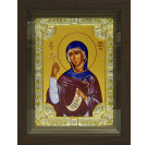 Икона освященная "Маргарита Антиохийская", дерево, серебро 925 пробы, 18x24 см, со стразами, в деревянном киоте 24x30 см
