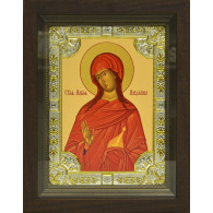 Икона освященная "Мария Магдалина равноап., мироносица" из серебра 925 пробы, 18x24 см, со стразами, в деревянном киоте 24x30 см фото