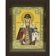 Икона освященная "Ольга равноап. великая княгиня", дерево, серебро 925 пробы, 18x24 см, со стразами, в деревянном киоте 24x30 см