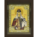 Икона освященная "Ольга равноап. великая княгиня", дерево, серебро 925 пробы, 18x24 см, со стразами, в деревянном киоте 24x30 см
