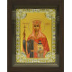 Икона освященная "Тамара благоверная царица", дерево, серебро 925 пробы, 18x24 см, со стразами, в деревянном киоте 24x30 см