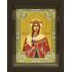 Икона освященная "Варвара великомученица", дерево, серебро 925, 18x24 см, со стразами, в деревянном киоте 24x30 см