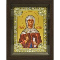 Икона освященная "Св. мученица Виктория", дерево, серебро 925 пробы, 18x24 см, со стразами, в деревянном киоте 24x30 см фото