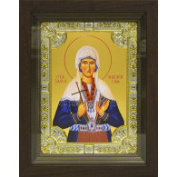 Икона освященная "Злата Могленская", дерево, серебро 925 пробы, 18x24 см, со стразами, в деревянном киоте 24x30 см фото